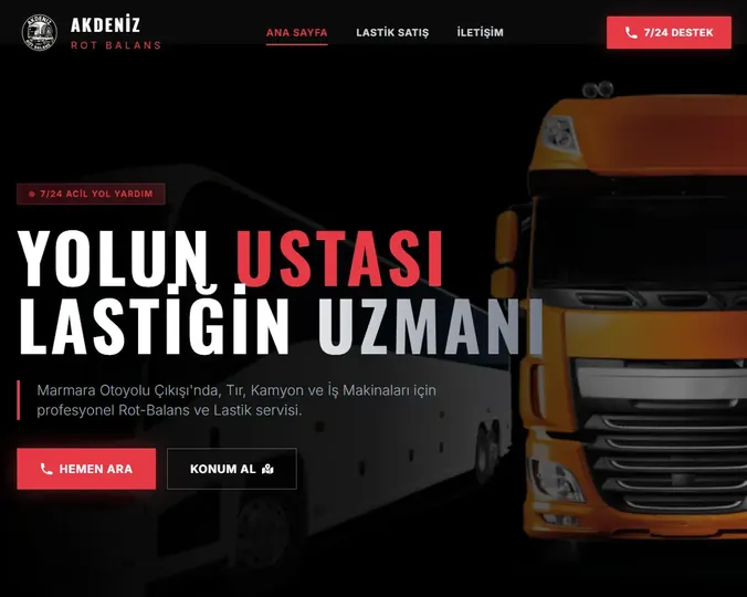 Akdeniz Rot Balans Web Sitesi Arayüzü